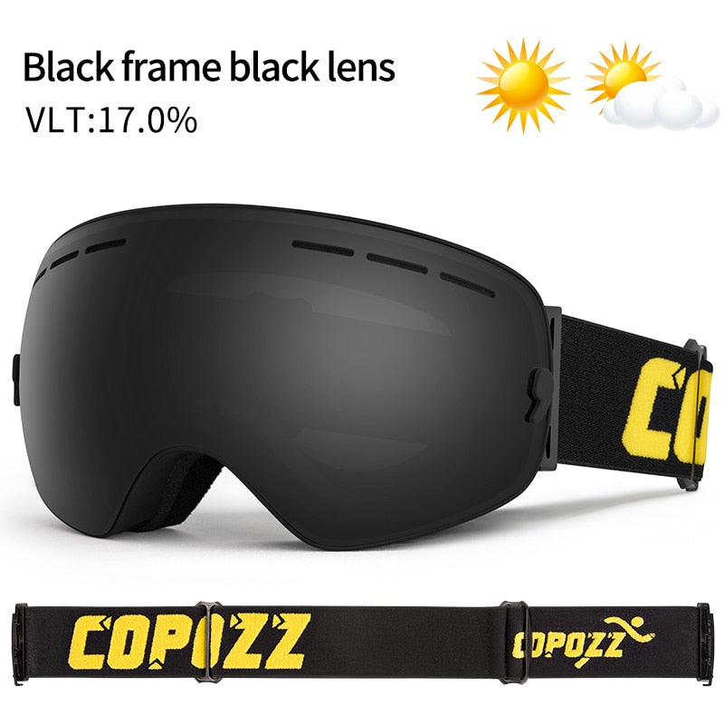 Buy all-black-goggles COPOZZ Professional Ski Goggles with Double Layers Anti-fog UV400