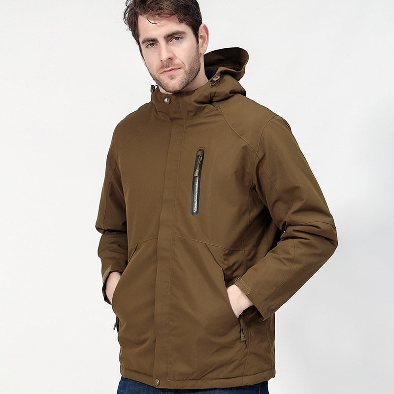 Buy army-green-man USB Heated Waterproof Jacket for Men Women