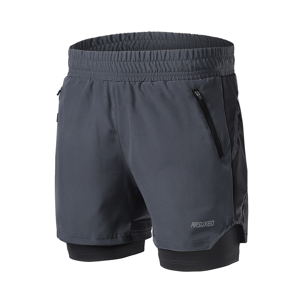 Buy b191-dark-gray 2 In 1 Sports shorts for with external pockets Men