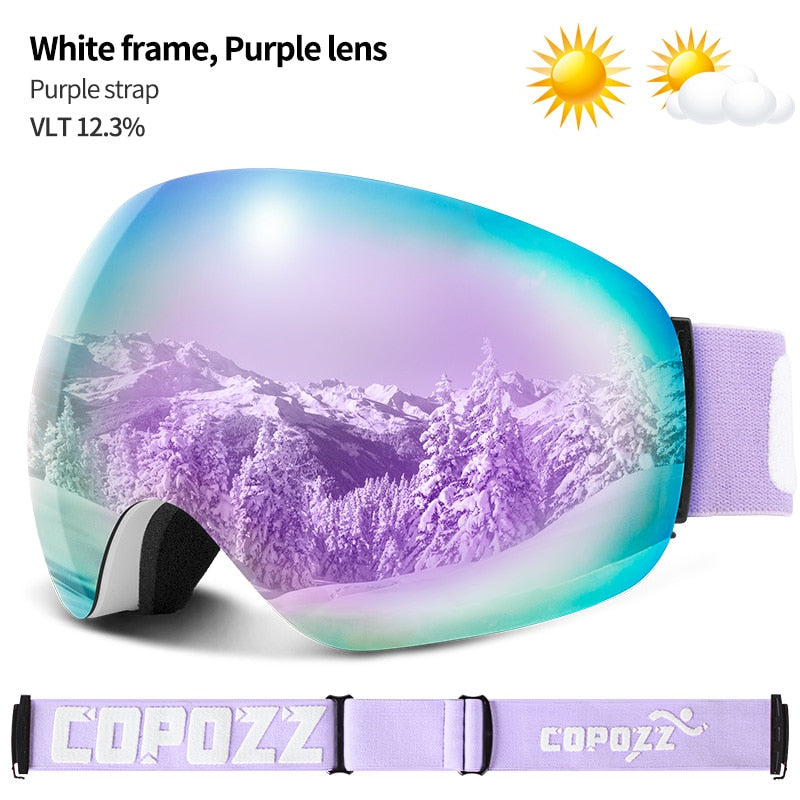 Buy purple-goggle-only COPOZZ Anti-Fog Ski Spherical Frameless Ski Goggles 100% UV400 Protection