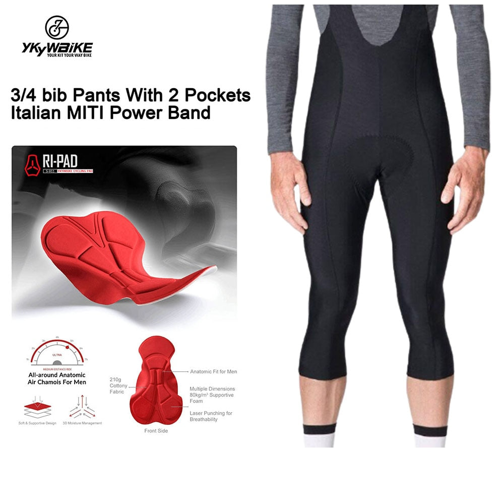 YKYWBIKE Cycling 34 Quick-dry Breathable & Padded Bib Tights