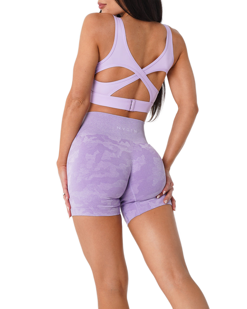 Buy lilac Camo Seamless Haigh waist Elastic Spandex Shorts for Women