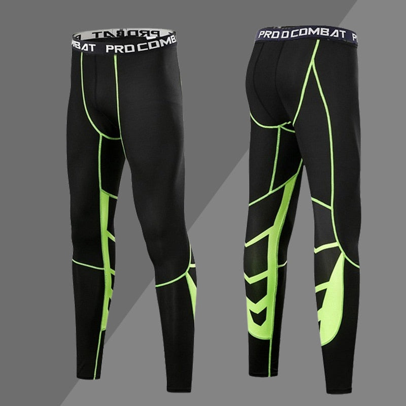 Buy 1607-black-green Dry Fit Compression Sports Lycra Leggings for Men