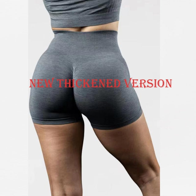 Buy charcoal-grey High Waist Seamless Sport Shorts Scrunch Bum Shorts for Women