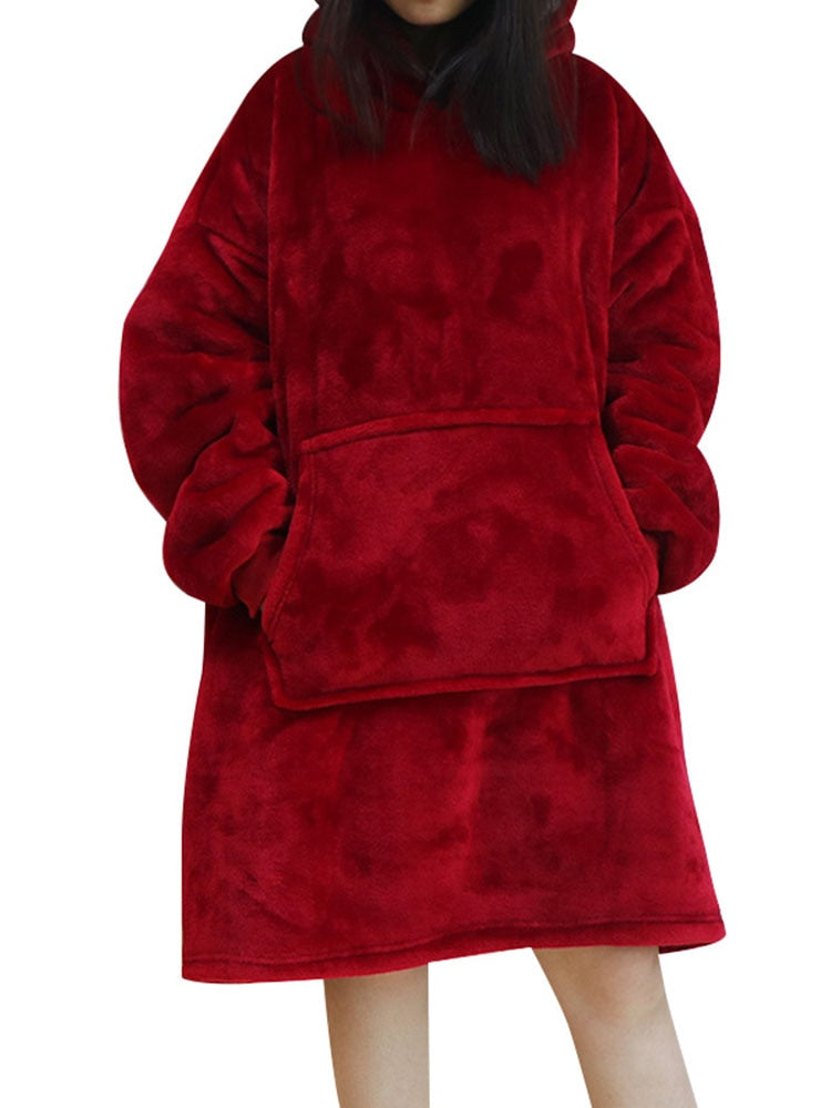 Buy hmy-623-red Oversized Tie Dye Fleece Giant Hoodies for Women