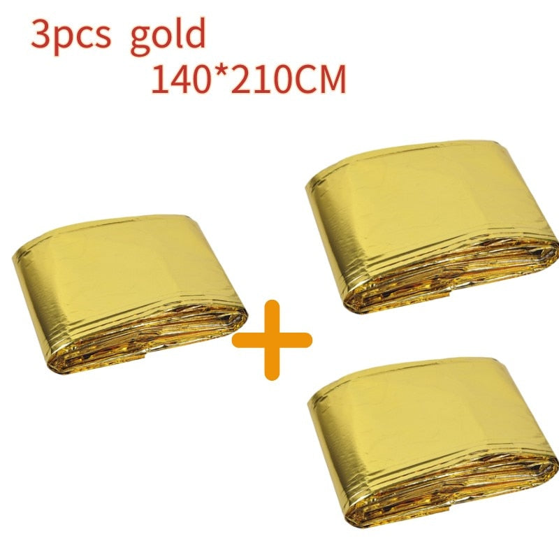 Buy 3pcs-140cm-gold Emergency Blanket Surviving First Aid Rescue Foil Thermal Blanket