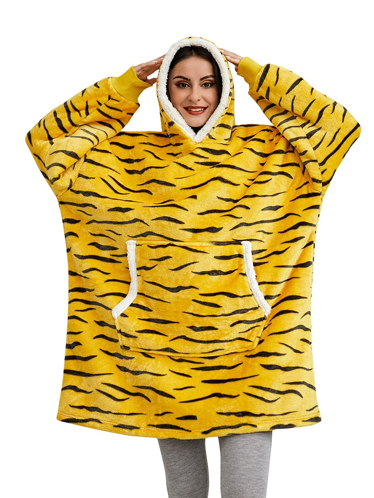 Buy tiger Oversized Tie Dye Fleece Giant Hoodies for Women