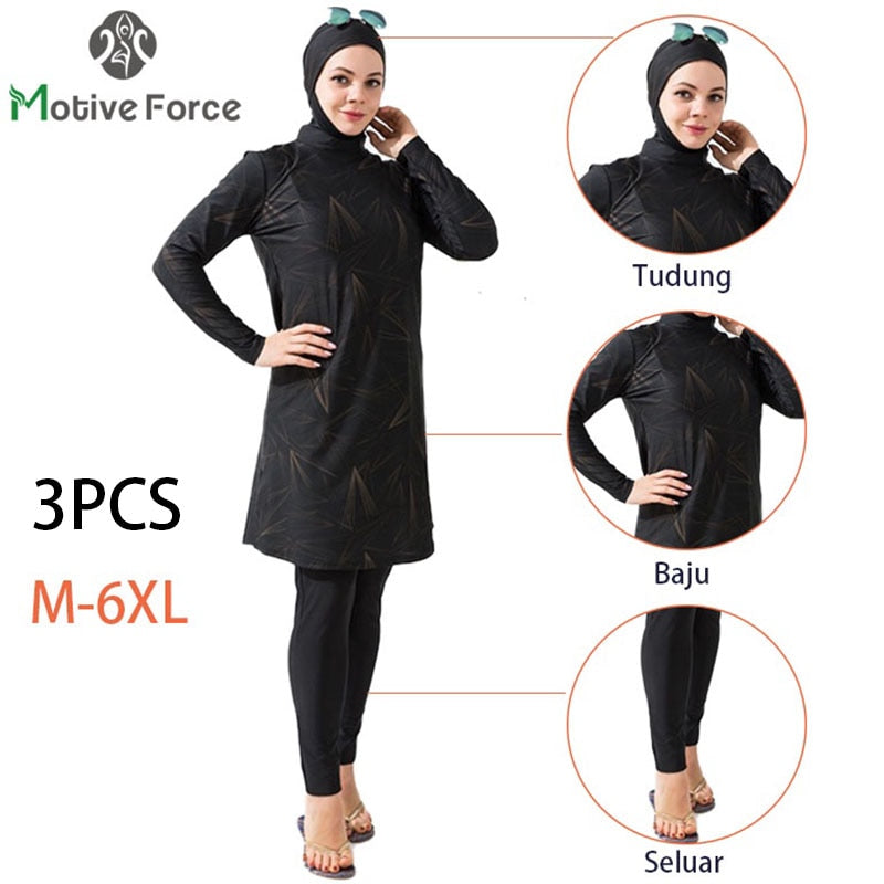 3PCS Muslim swimwear for women long sleeve swimsuit burkini modest swimwear - 0