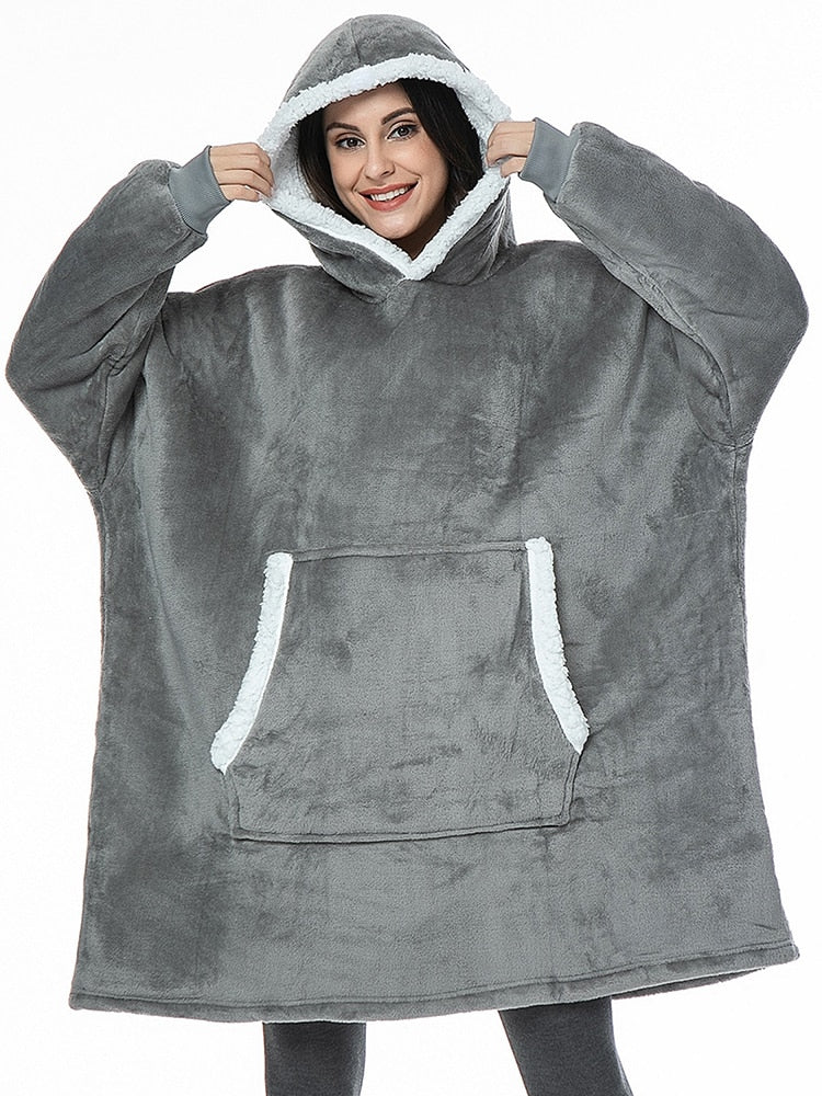 Buy gray Oversized Tie Dye Fleece Giant Hoodies for Women