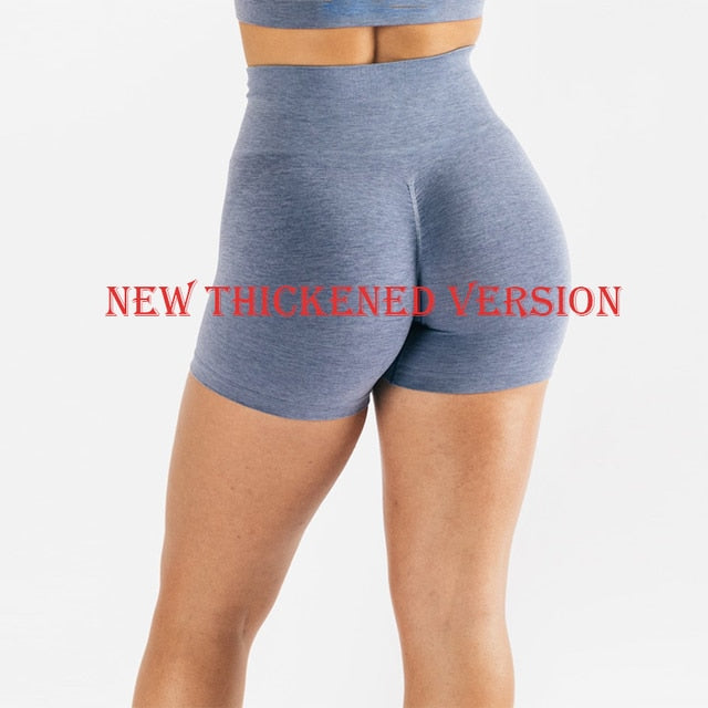 Buy blue-gray High Waist Seamless Sport Shorts Scrunch Bum Shorts for Women