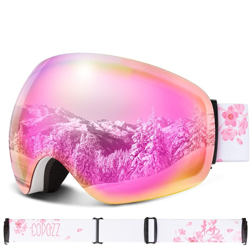 COPOZZ Anti-Fog Ski Spherical Frameless Ski Goggles 100% UV400 Protection - 0