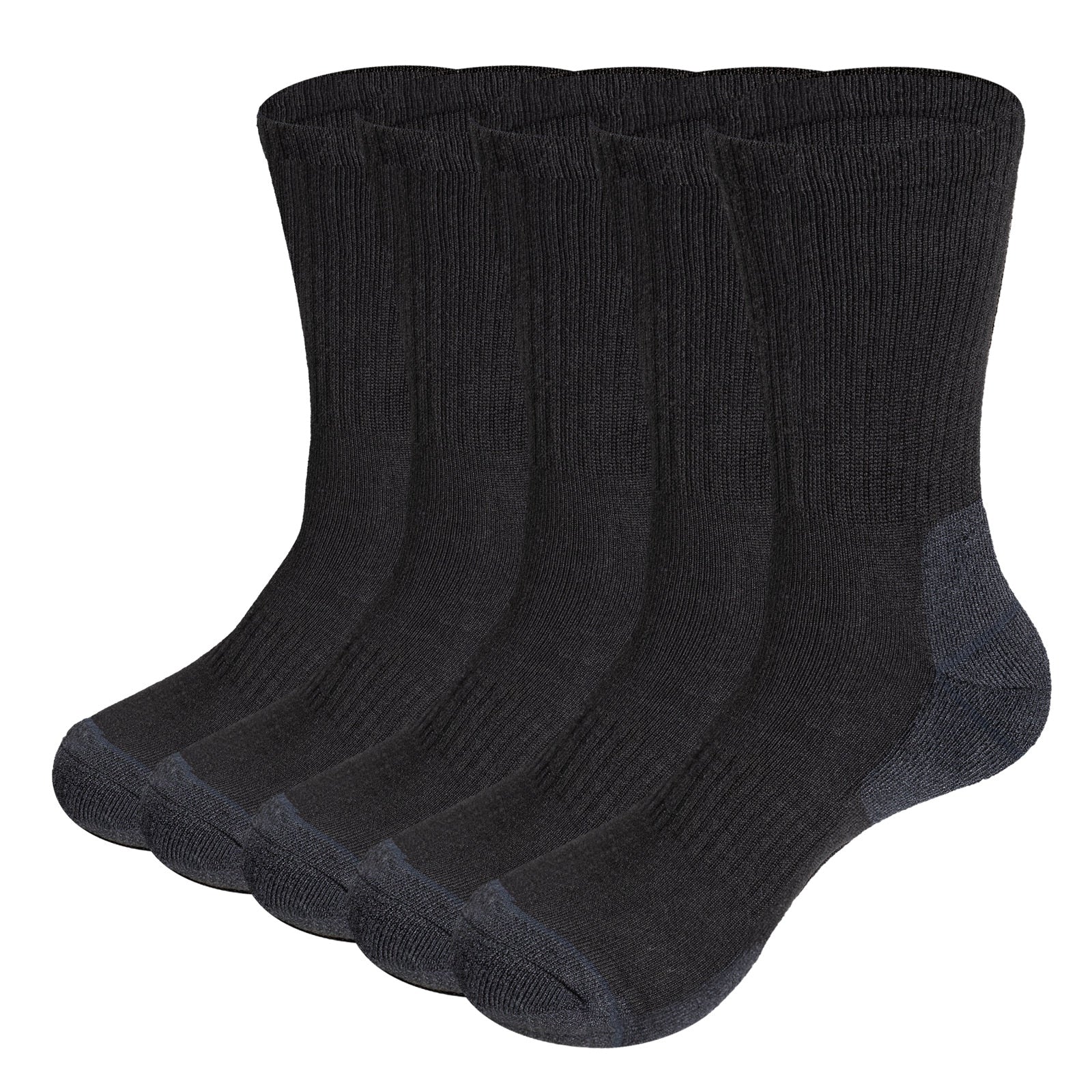 Compra black 5 Pairs Moisture Wicking Mid Calf Thermal Hiking &amp; Trekking Socks