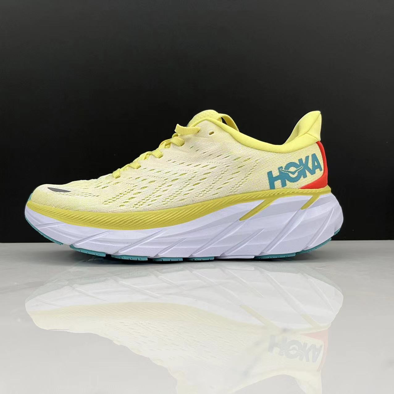 HOKA ONE Clifton 8 Running Shoes Breathable Anti Slip Sports trainers yellow