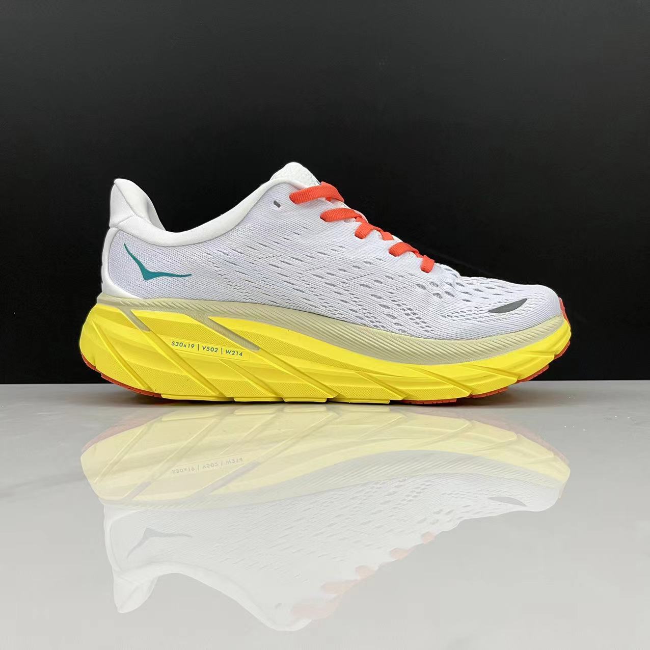HOKA ONE Clifton 8 Running Trainers Illuminating Yellow Breathable Anti Slip Sports Shoes 