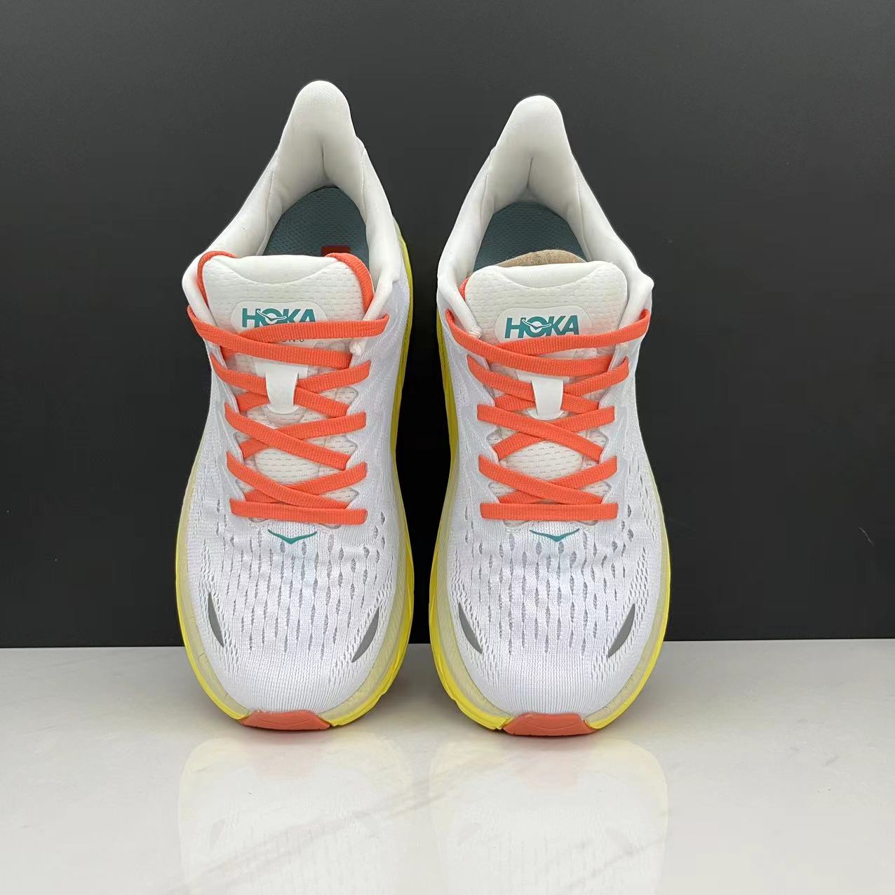 HOKA ONE Clifton 8 Running Trainers Illuminating Yellow Breathable Anti Slip Sports Shoes top view 