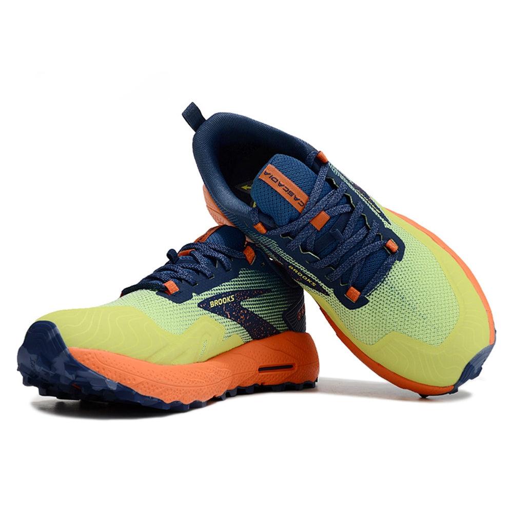 Orange brooks cascadia running shoes  front view 