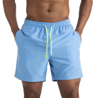Buy sky-blue02 Swimming Shorts for Men elastic waist and drawstring