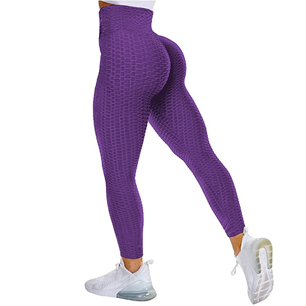 Buy textured-purple Seamless Leggings Sport Women Fitness Push Up Yoga Pants High Waist Squat Proof Running Leggins Elastic Trousers Gym Girl Tights