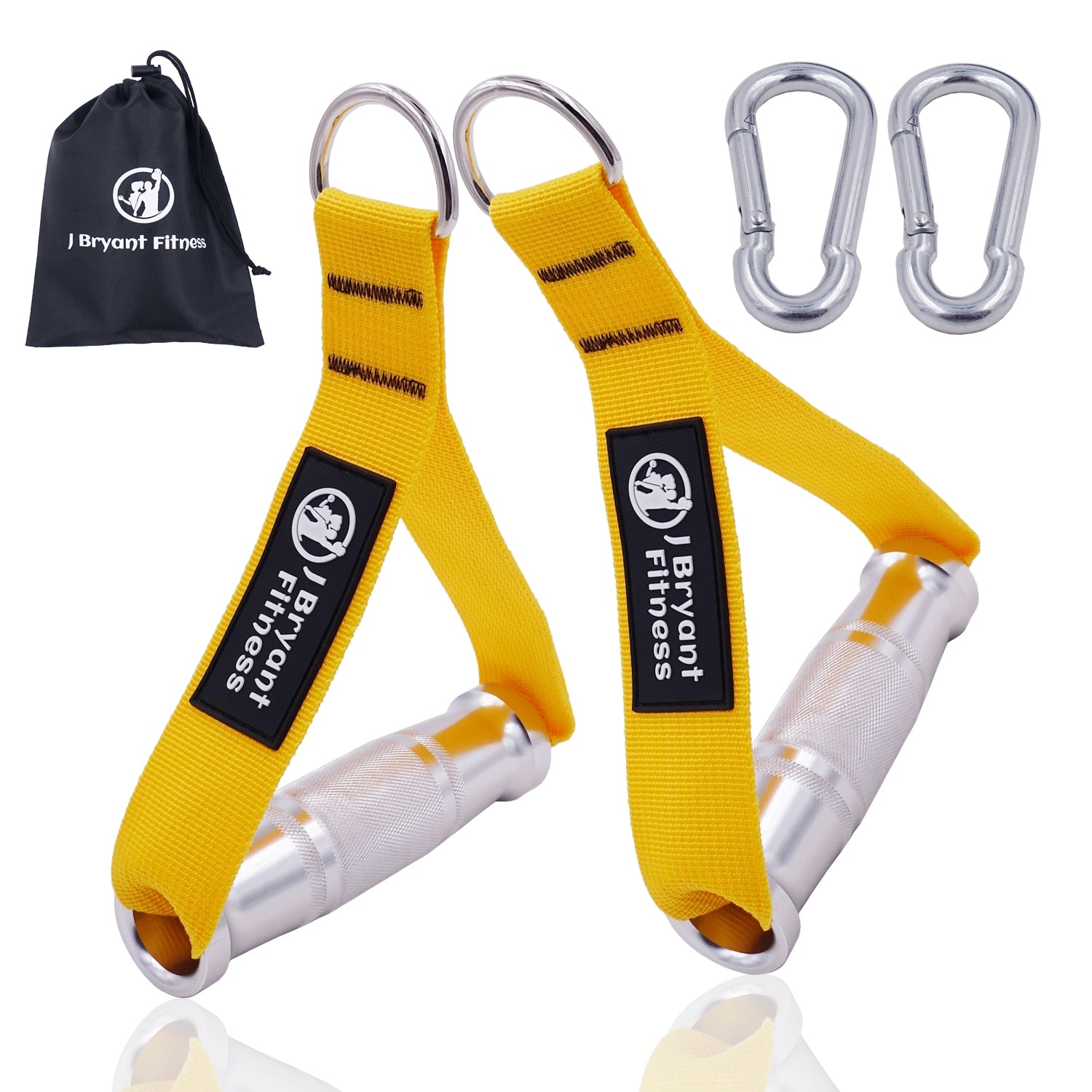 Buy yellow-1pair D-Ring Metal Gym Handles Workout Heavy Duty Cable Machine Handle with Hook for Home Resistance Bands Fitness Accessories