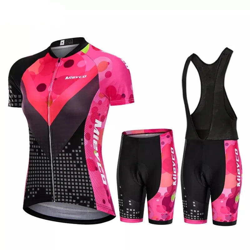 Women's Cycling Shorts and Sets Spring and Summer Cycling Bodysuit pink and blak