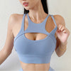 SOISOU Sports Bra Top Tight Elastic Gym Sport Yoga Bras Bralette Crop Top with Chest Pad  Blue