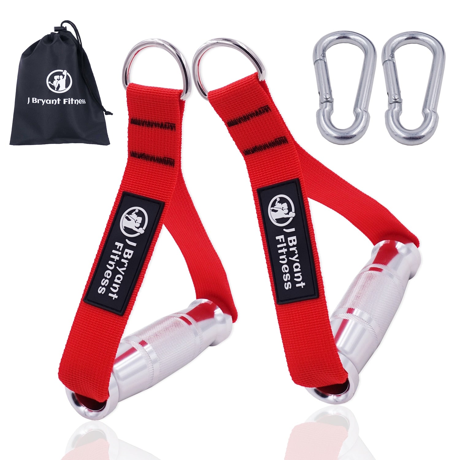 Buy red-1pair D-Ring Metal Gym Handles Workout Heavy Duty Cable Machine Handle with Hook for Home Resistance Bands Fitness Accessories