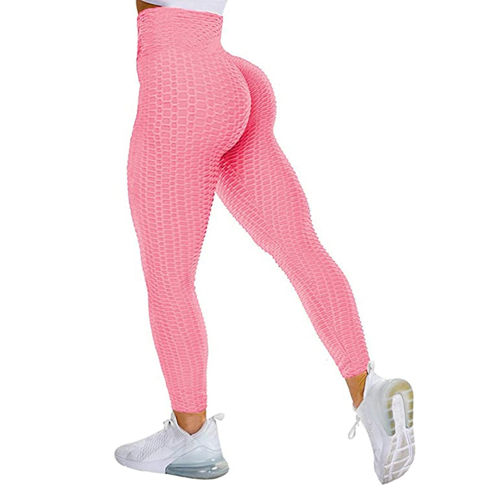 Buy textured-pink High Waist Seamless Leggings for Women Push Up Yoga Pants Squat Proof Elastic Leggings