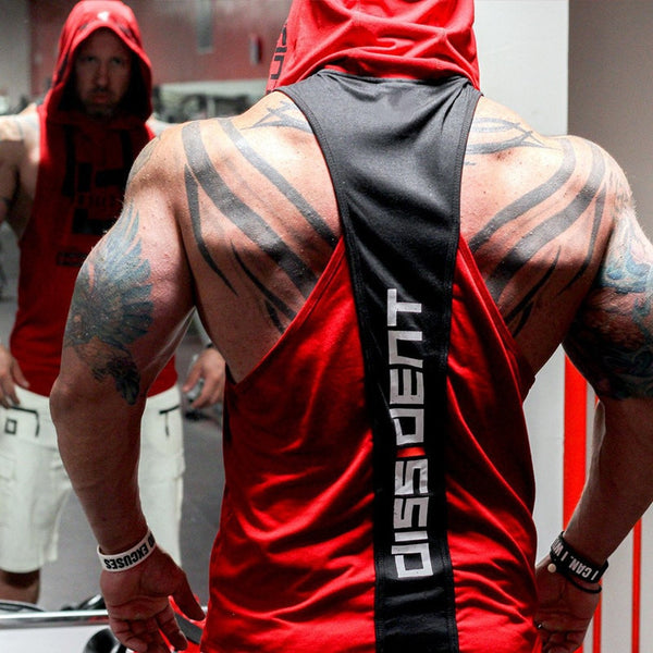 Bodybuilding Tank Top with hoodie for Men Cotton Singlets Muscle Sports vest