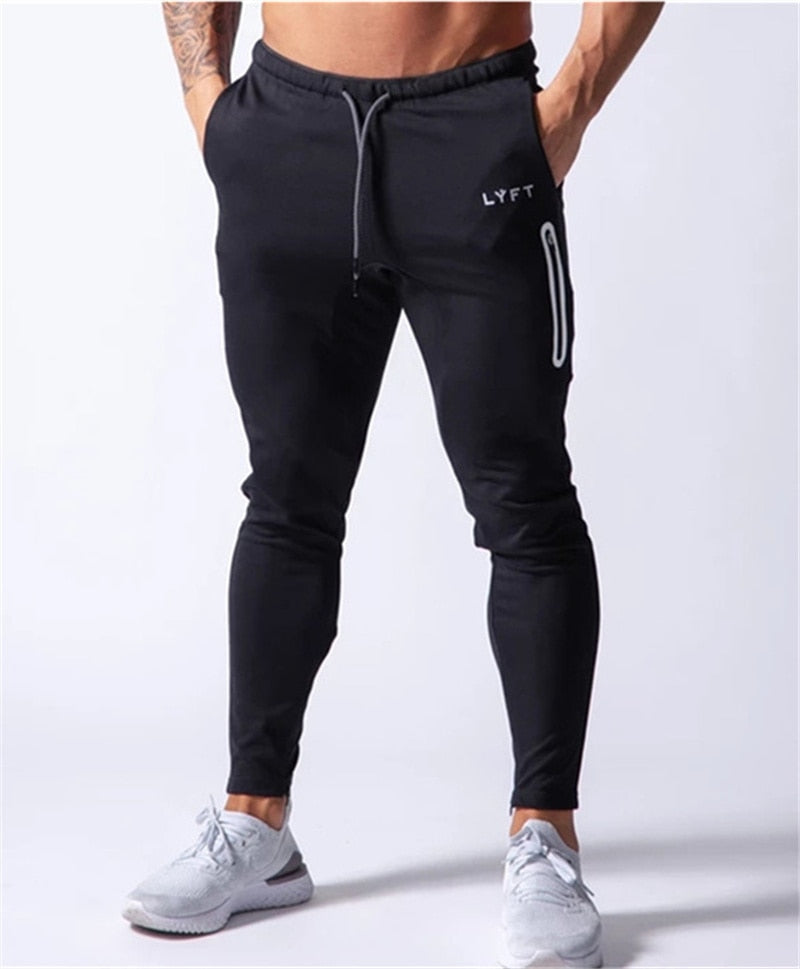 Compra ck-085-black Skinny Fit Fitness Jogging Pants for Men Casual Pencil Pants Pure Cotton foot zipper leggings for men