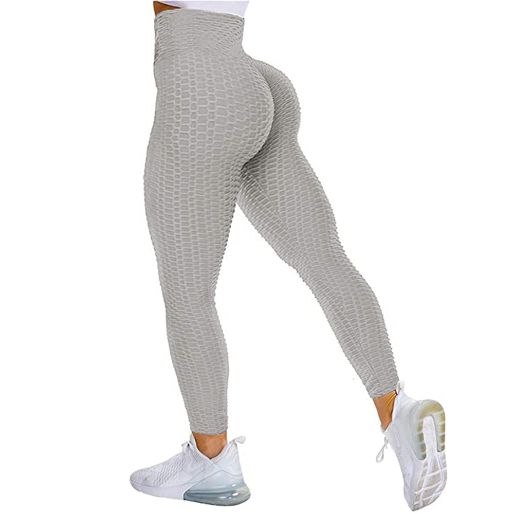 Buy textured-light-gray High Waist Seamless Leggings for Women Push Up Yoga Pants Squat Proof Elastic Leggings
