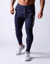 Skinny Fit Fitness Jogging Pants for Men Casual Pencil Pants Pure Cotton foot zipper leggings for men blue 