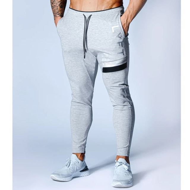 Acheter ck-088-grey Skinny Fit Fitness Jogging Pants for Men Casual Pencil Pants Pure Cotton foot zipper leggings for men