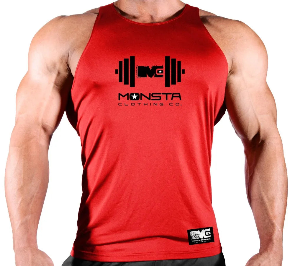 Quick drying Gym tank top for men front red