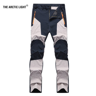 Buy khaki-navy Hiking Pants Wear-resistant and Water Splash Prevention Quick Dry UV Proof Elastic hiking trausers