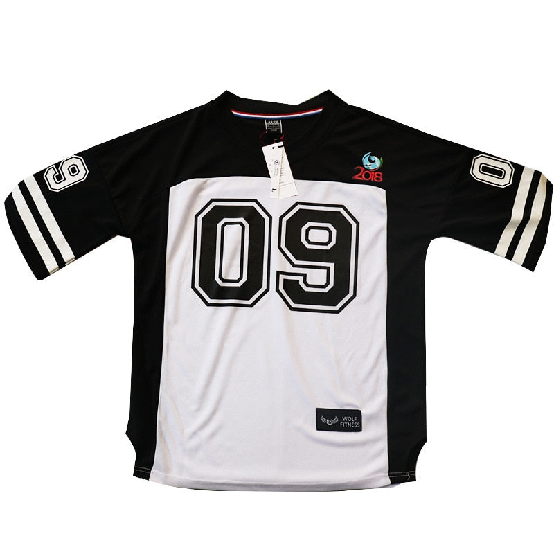 Buy black-and-white-09 Quick Dry Breathable T-shirts For Mne American Football-style Jersey Shirt Loose  t-shirt Size M-XXL