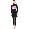 2Pcs Women Stripe Printed Muslim Swimwear Plus Size Swimsuit Swim Sport Burkinis S - 5XL