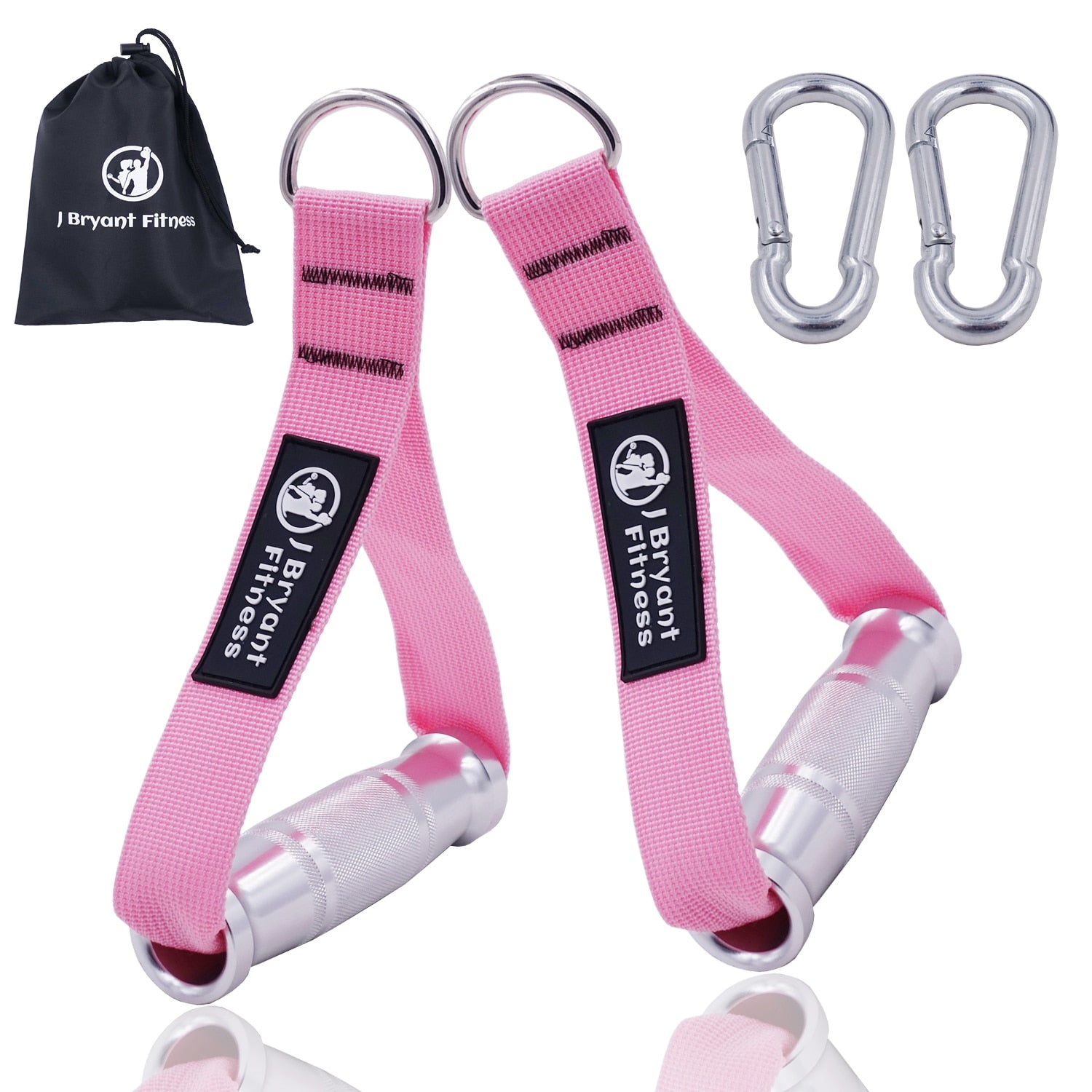 Buy pink-1pair D-Ring Metal Gym Handles Workout Heavy Duty Cable Machine Handle with Hook for Home Resistance Bands Fitness Accessories