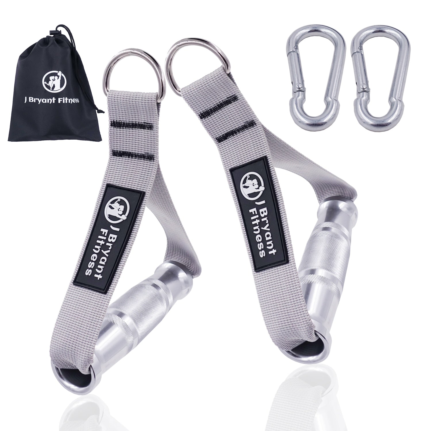 Buy silver-1pair D-Ring Metal Gym Handles Workout Heavy Duty Cable Machine Handle with Hook for Home Resistance Bands Fitness Accessories