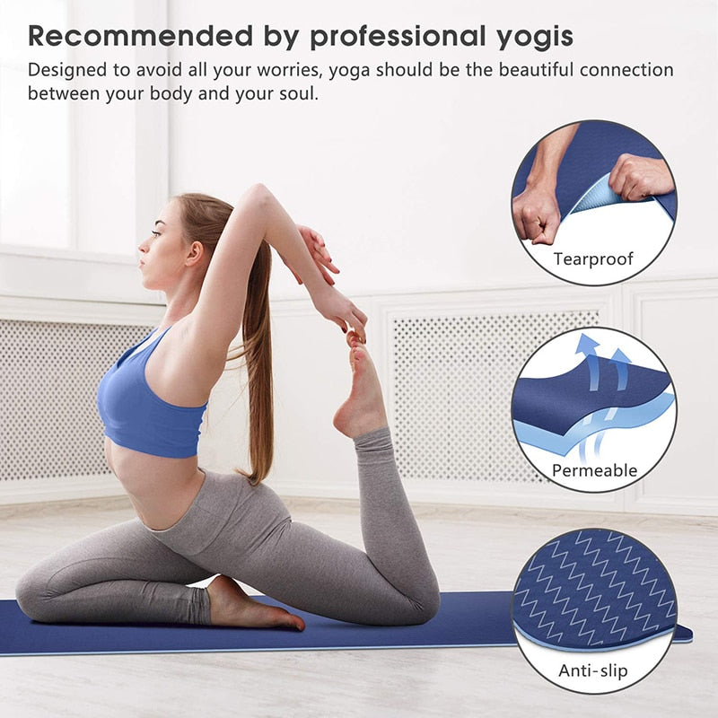 6mm TPE Yoga and Pilates Mat With Position Line Non-Slip Double Layer Sports Exercise Pad