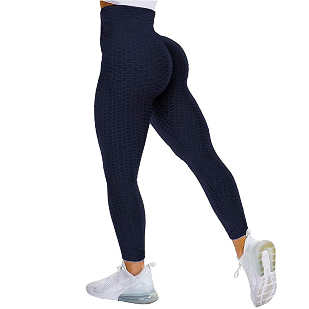 Buy textured-dark-blue Seamless Leggings Sport Women Fitness Push Up Yoga Pants High Waist Squat Proof Running Leggins Elastic Trousers Gym Girl Tights