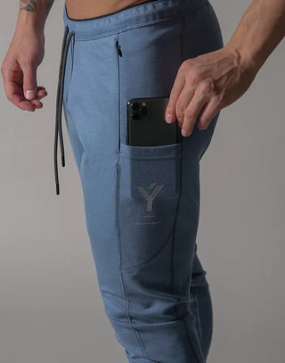 Buy ck-089-blue Skinny Fit Fitness Jogging Pants for Men Casual Pencil Pants Pure Cotton foot zipper leggings for men