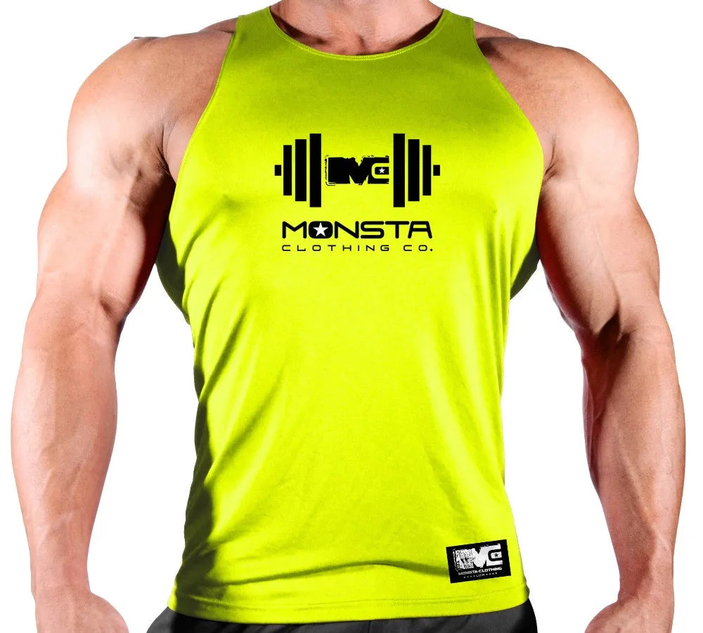 Quick drying Gym tank top for men front yellow