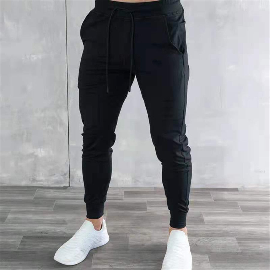 Tight Fit Jogging Pants for Men Running and Gym Cotton Gym joggers black