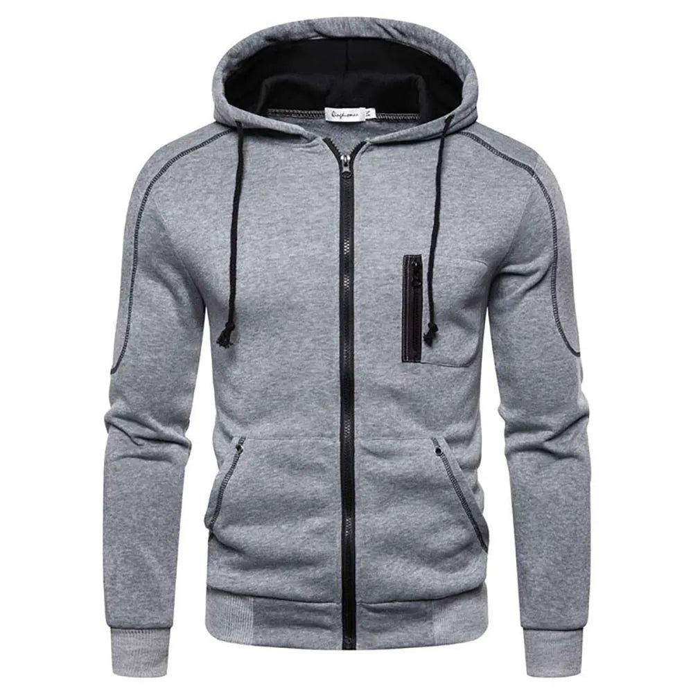  Long Sleeve Zipper Fleece Sports Hoodie for Men Clothing up to 4 XL Plus 