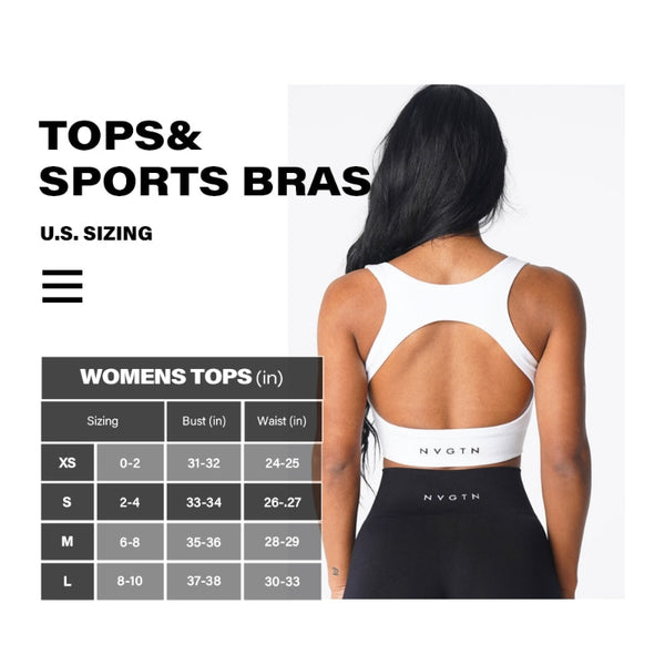 NVGTN Eclipse Seamless Spandex Bra Top Fitness Elastic Breathable bralette sizes guide