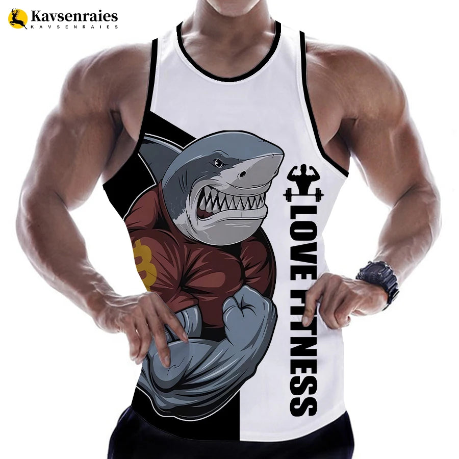 Rottweiler Love Fitness gym Vest for Men shark print 