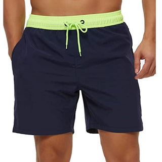 Buy kcyd5-green-navy Beach Shorts Elastic Closure Quick Dry Swim Shorts For Men