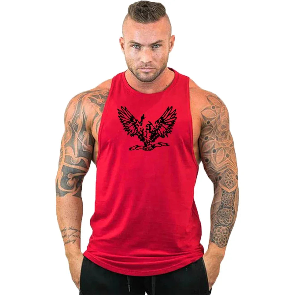 Cotton Workout Gym Tank Top for Men  red tank top 