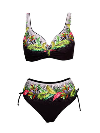 Andzhelika Floral High-Waisted Bikini Sets Push Up Swimsuit Plus Size Bathing Suits