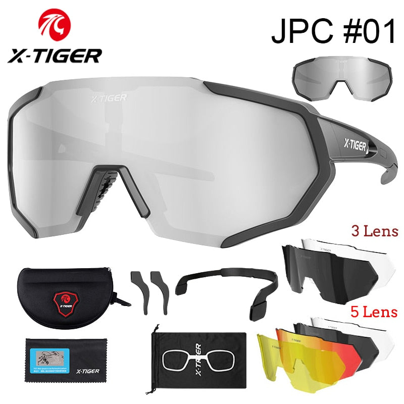 Acheter 3-lens X-TIGER Polarized Lens Cycling Glasses 3 or 5 lens Photochromic Sunglasses Bicycle Goggles